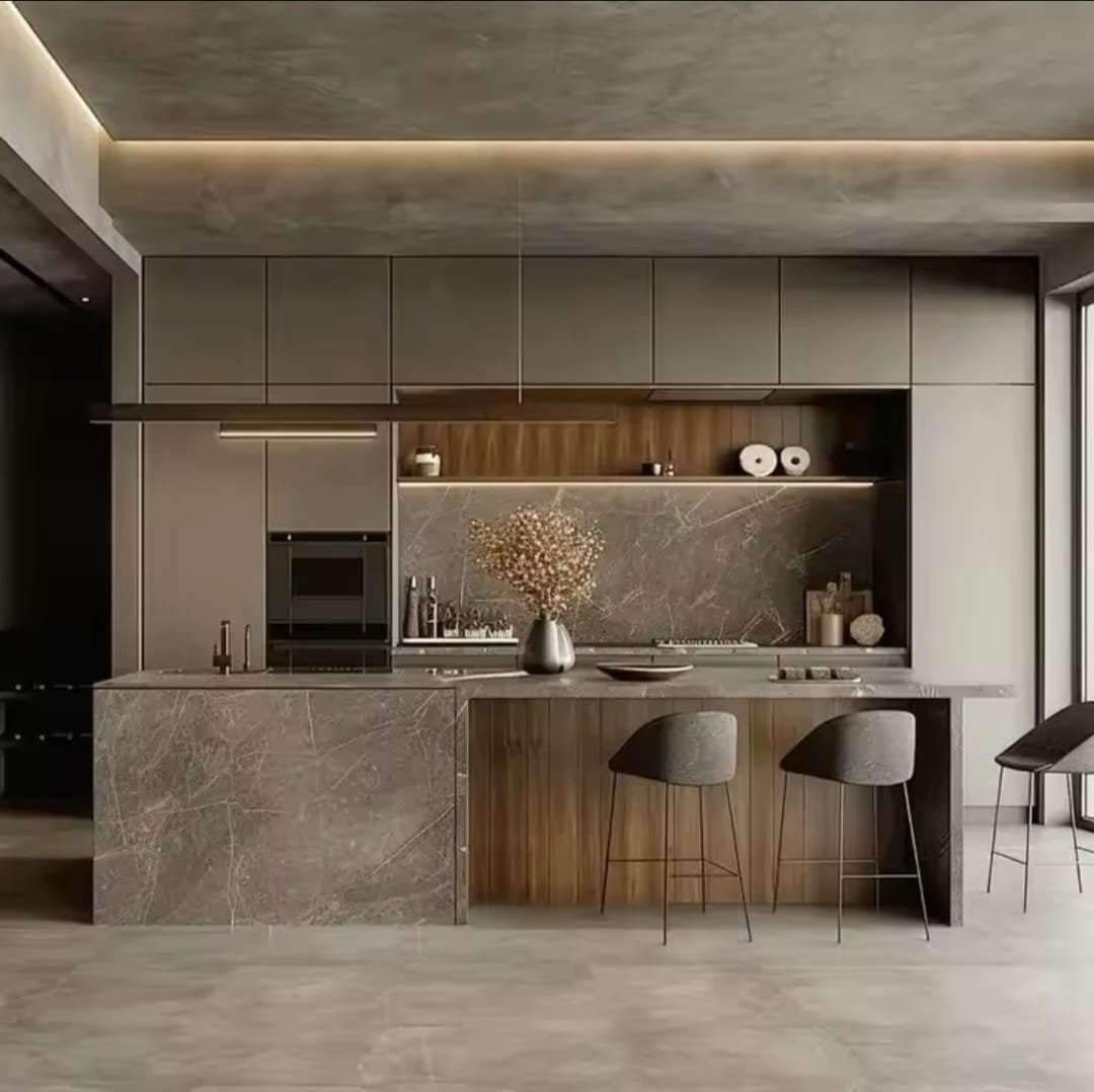 muestra de una cocina de madera como expositor de venta de madera y de materiales